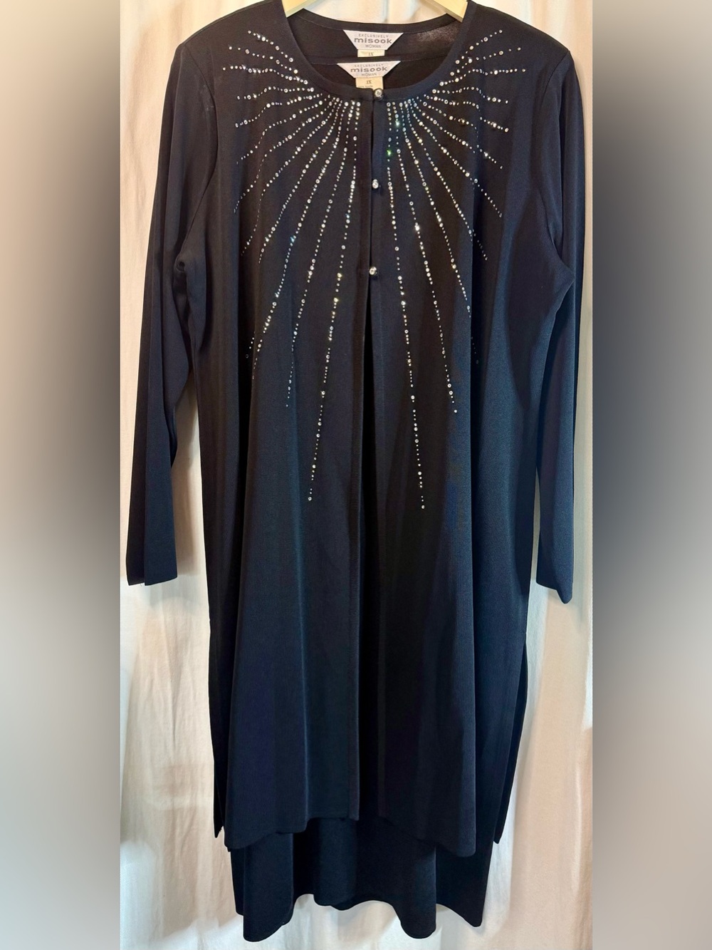 🌟Exclusively Misook Sleeveless Shift Dress with Embellished Longline Cardigan🌟